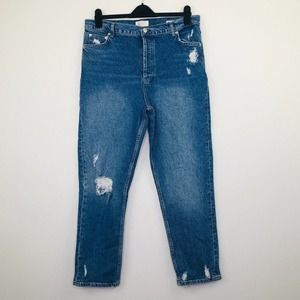 Rails Women 32 Jeans Blue Arctic Distress Melrose Classic Slim Button Fly NWT AF